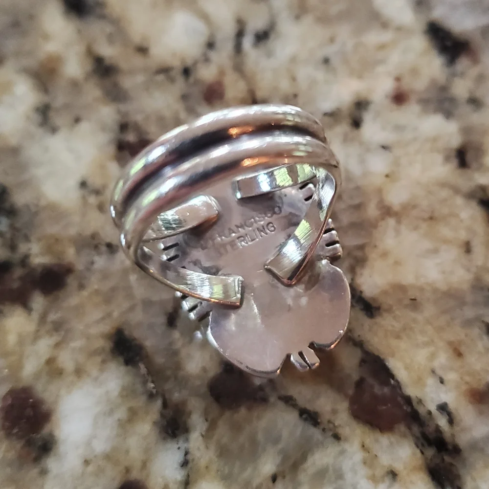 Vintage Native American Spiny Oyster Opal Inlay Ring